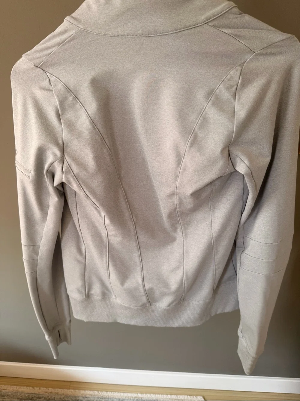 Alo Yoga Grey Heather Full Zip Moto Active Jacket Zip Sleeve Pocket XS